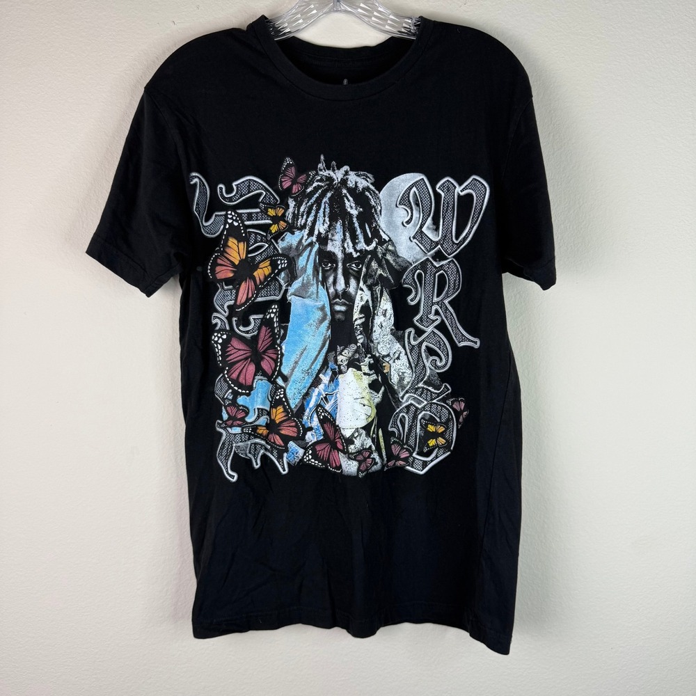 999 Club Juice WRLD T-Shirt Mens Medium Black Butterfly Graphic Rap Tee